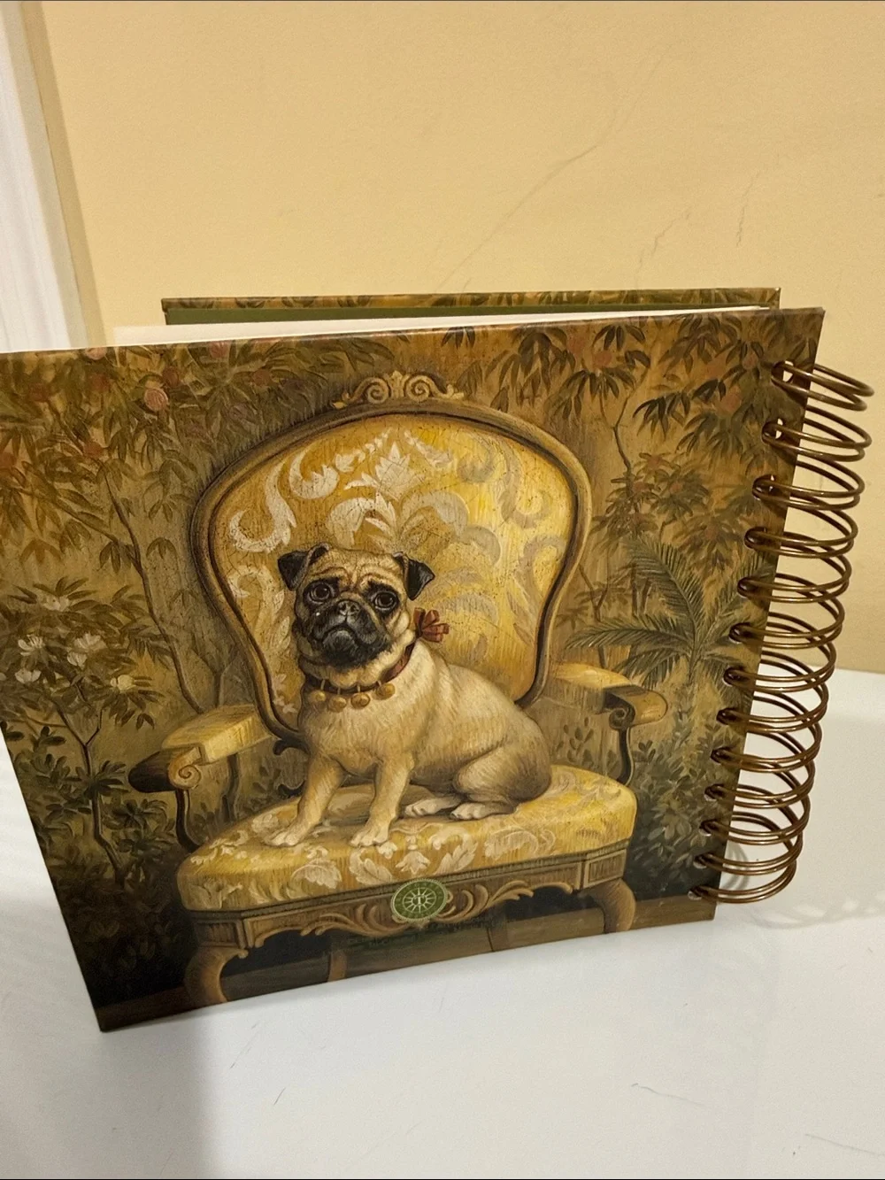 Gold Pug Spiral Notebook — Decorative Journal